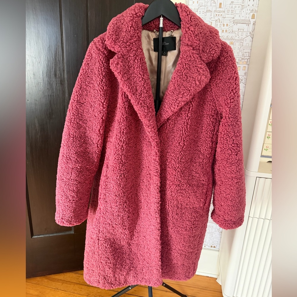 J Crew Teddy Sherpa Topcoat Dried Rose Size Medium